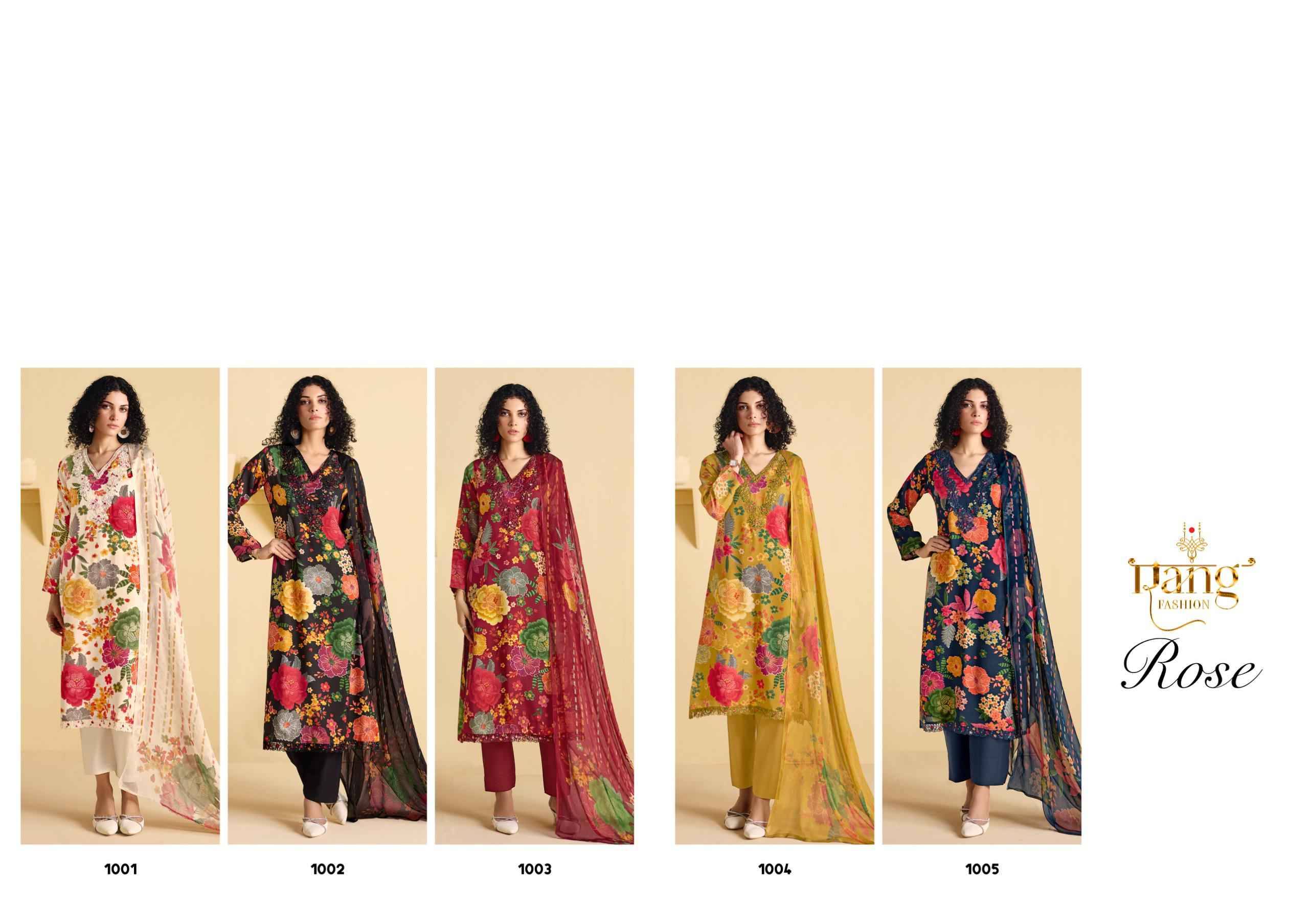 ROSE By RANGATI PRINTS 1001 To 1005 Series Beautiful Festive Suits Stylish Colorful Fancy Casual Wear & Ethnic Wear Viscose Muslin Dresses At Wholesale Price